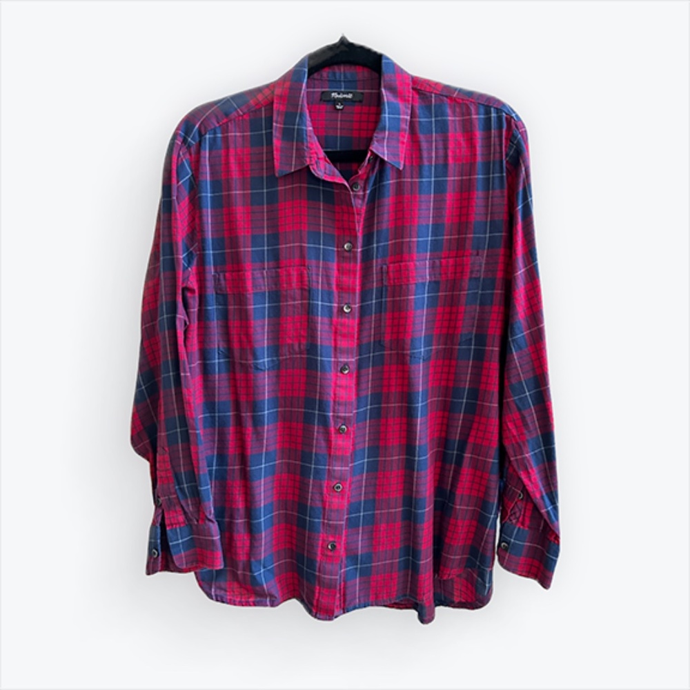 MADEWELL CLASSIC EX-BOYFRIEND BUTTON-UP LONG SLEEVE TOP | SIZE L